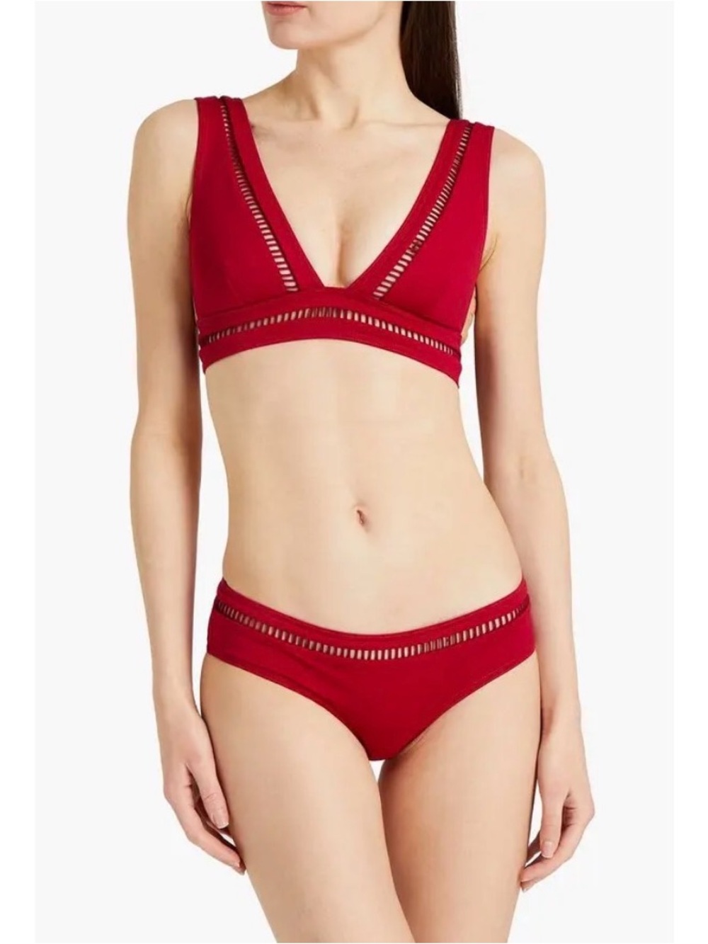 Zimmermann Magenta V-Neck Bikini Set with Cutout Trim - Picture 3 of 7